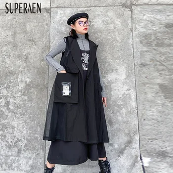 

SuperAen Sleeveless Women's Vests Coats Pluz Sized Fashion Casual Cotton Ladies Vests Spring New 2020 Euroe Women Clothing