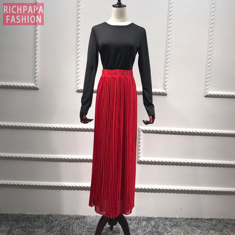 Размера плюс Faldas Mujer Moda Бохо абайя кимоно мусульманская длинная облегающая шифоновая Макси плиссированная юбка женские исламские японские юбки