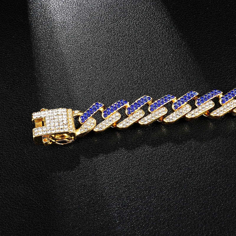 Хип-хоп, 1 комплект, 13 мм, Bling Iced Out, циркон, кубинский, полный, проложить горный хрусталь, мужской браслет, ожерелье Золотое серебро для Мужчин, Ювелирные изделия