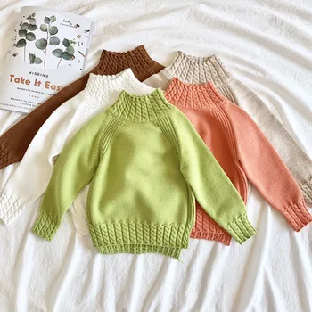 

New 2020 Autumn Kids Girls Long Sleeve Knit Candy Color Turtleneck Sweater Winter Baby Kids Girls Pullover Sweaters 2-6Yrs