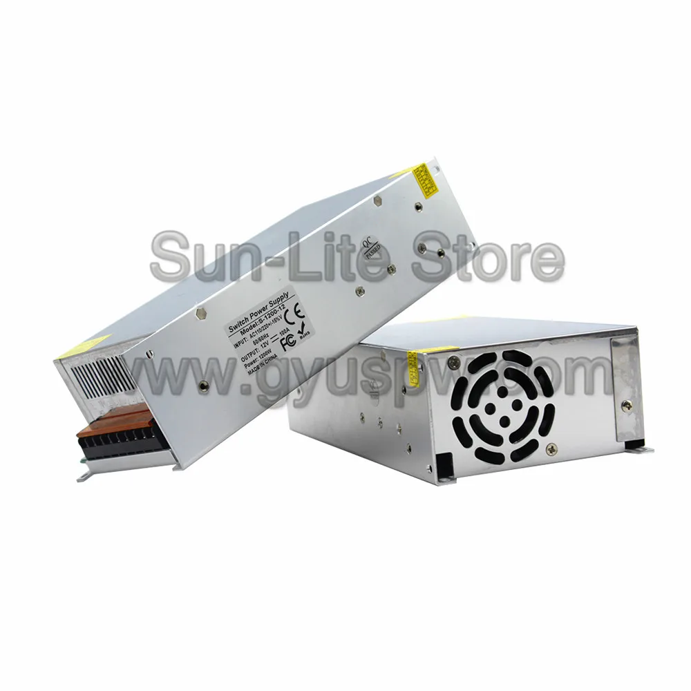Мощный источник питания DC 12 В 100A 1200 Вт светодиодный трансформатор AC110V 220 В к DC12V адаптер питания для ленточных модулей освещения CCTV