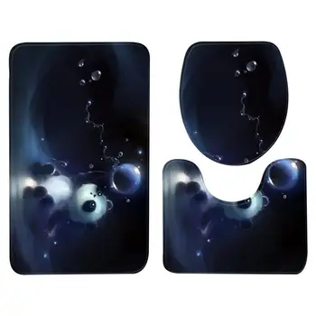 

1 Set of 3pcs Bathroom Mats 3D Panda Pattern Carpet Toilet Contour Rug Closestool Lid Cover (80x50cm)