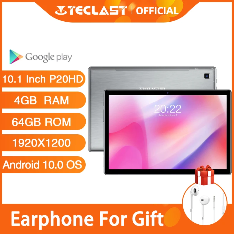 10,1 Android 10,0 Tablet PC Teclast P20HD 1920x1200 IPS red 4G y teléfono llamada Wifi Metal cuerpo 4GB RAM 64GB ROM 6000mAh