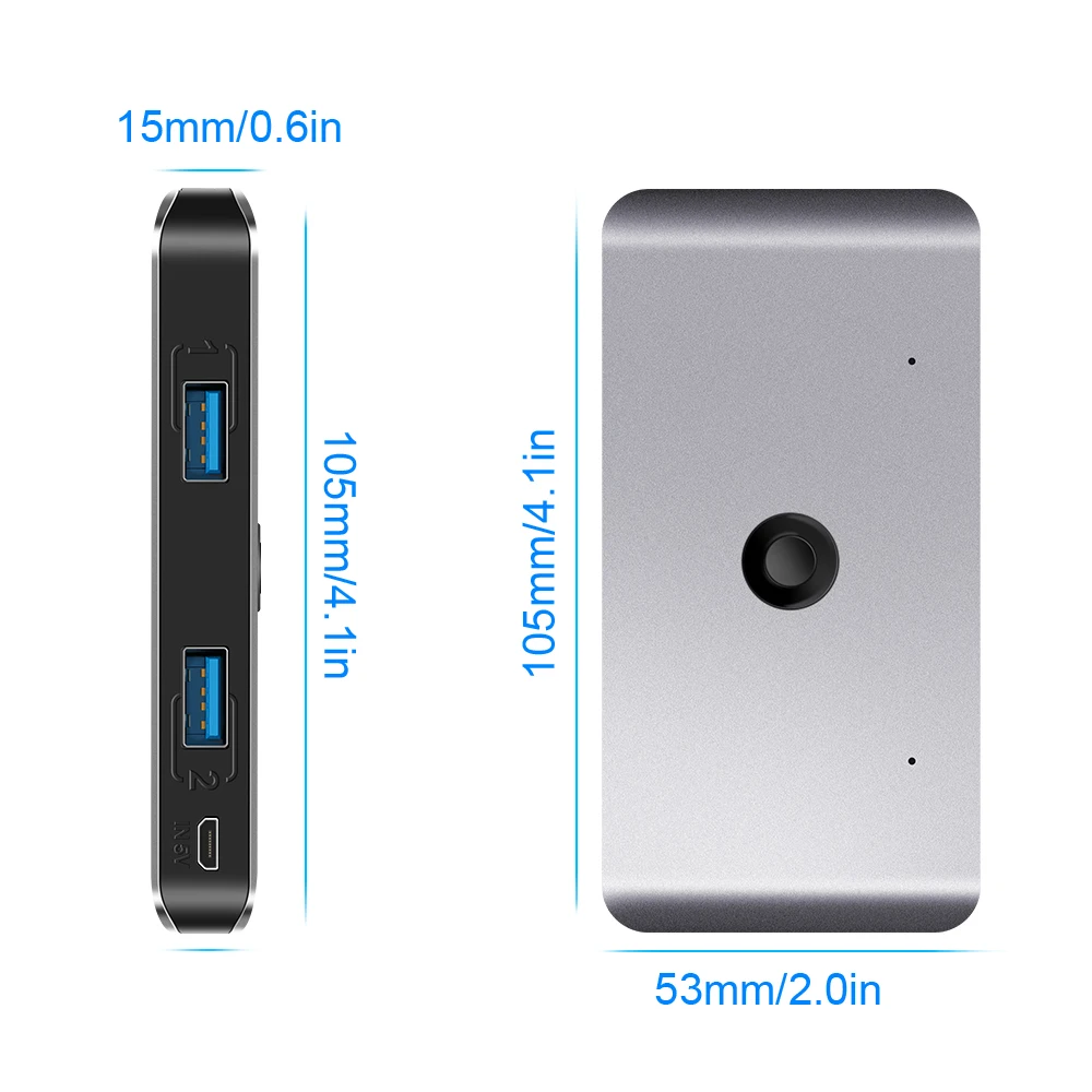 Rocketek USB KVM Switch Box USB 3.0 2.0 Switcher 2 Port PCs Sharing 4 Devices for Keyboard Mouse Printer Monitor with 2 Cables