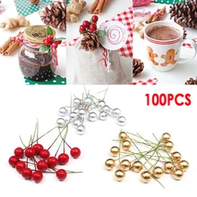 50/100 Paket Simulasi Busa Cherry Berry Warna Cerah Buatan Berry untuk Pohon Natal Dekorasi Wreath Kepala Ornamen(China)
