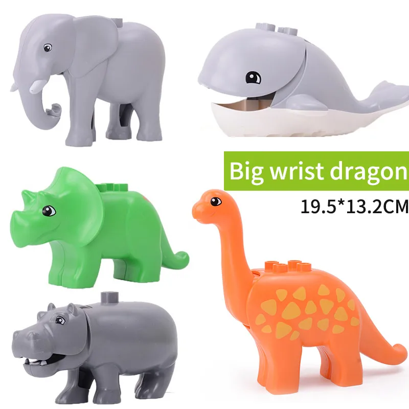 

Zoo Animal Builidng Blocks Whale Elephant Tiger Lion Cat Model DIY Toy Figures Big Particle Playmobil Compatible with Duploings