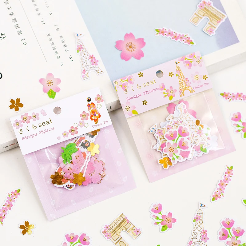 20sets/1lot Sakura Flower Girl Series Diary Planner Decorative Mobile Stickers Scrapbooking Craft Stationery Stickers