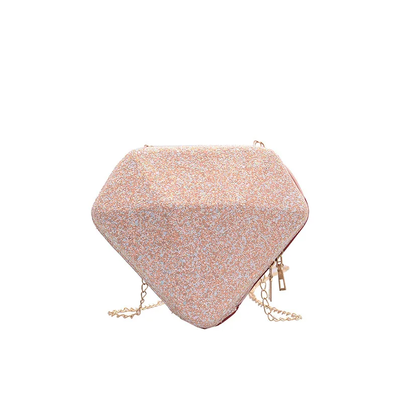 Сумки с пайетками для женщин, лазерная сумка на плечо с цепочкой в форме бриллианта, милая сумка через плечо, женские сумки-мессенджеры, Bolsa Feminina - Цвет: Pink