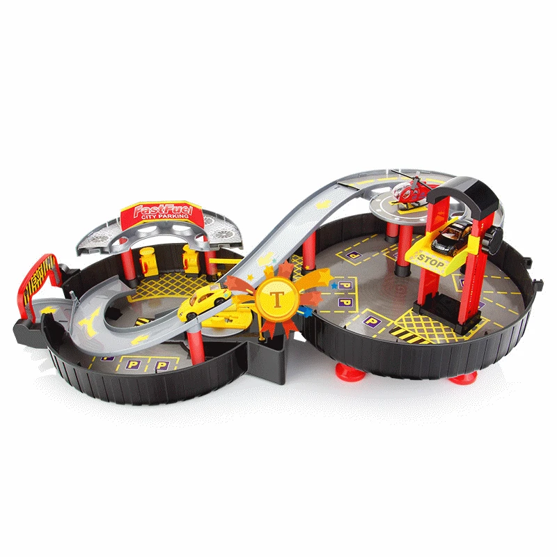 Спиральный роликовый рельс автомобили из сплава Детская городская парковка