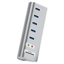 

USB Hub Multi 5 Port USB3.0 Docking Station with Power Adapter for Computer