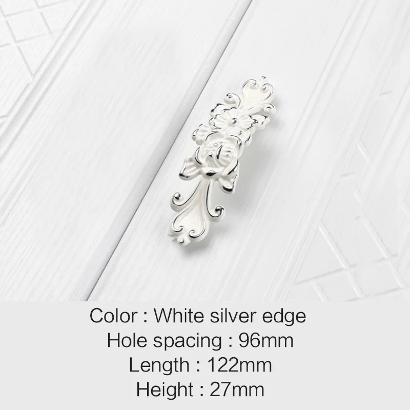 Silver CC 96mm Ручки для мебели с классическим узором, ручки для шкафа и шкафа, ручки для кухонного шкафа, дверные ручки под старину белого золота - Цвет: Silver CC 96mm