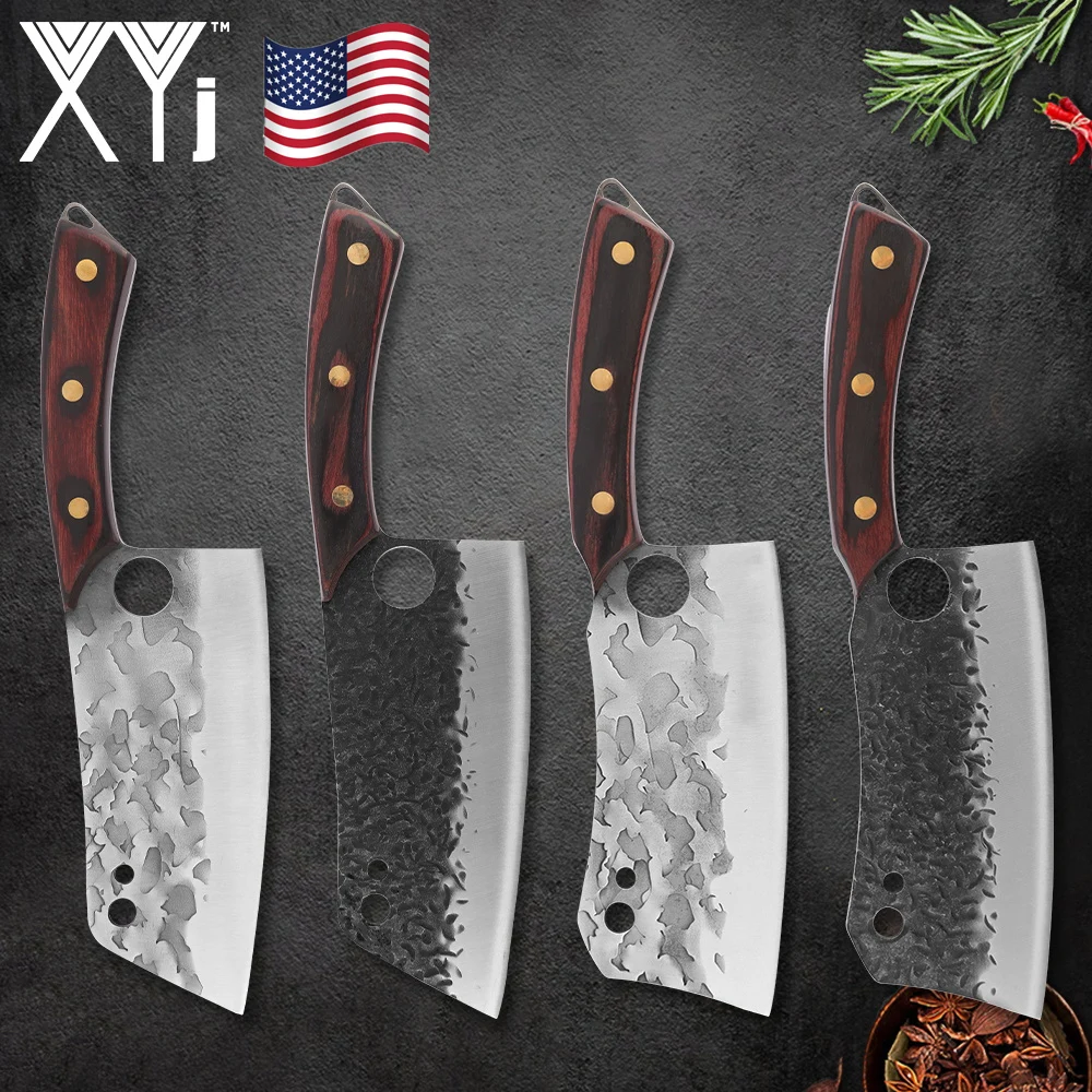 

XYj 7'' INCH Cleaver Chopping Stainless Steel Knives Set Slaughter High Carbon Anti-rust Sharp Blade Machete Cooking Tools