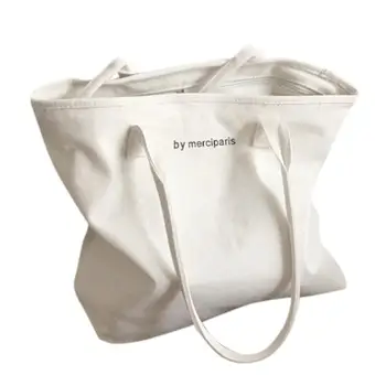 

Women's Canvas Bag Simple Cloth Bag Canvas Shoulder Bag Tote Reusable Shoulder Bag Large Capacity Handle Bag Bolsa