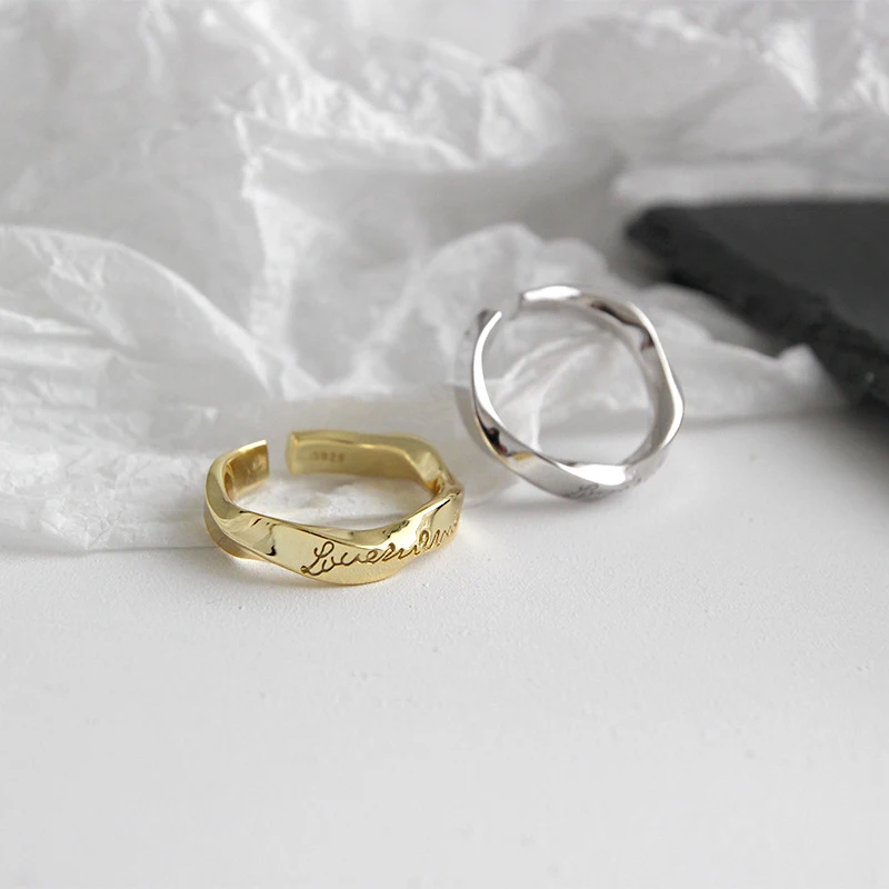 Peri'sBox Mobius полосы кольцо из стерлингового серебра 925 неправильной формы волны кольца для женщин Love Me более резное кольцо Instajewelry