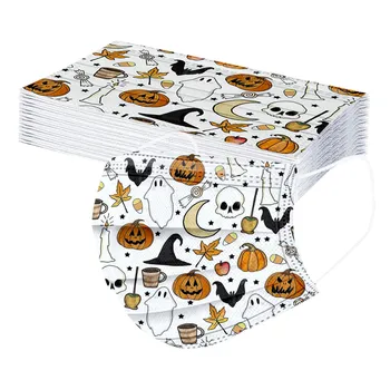 

Children's Disposable Mask 20pc Halloween Printing Non-woven Face Mask 3 Layers Ply Filter Earloops Mouth Face Mask Mondmasker