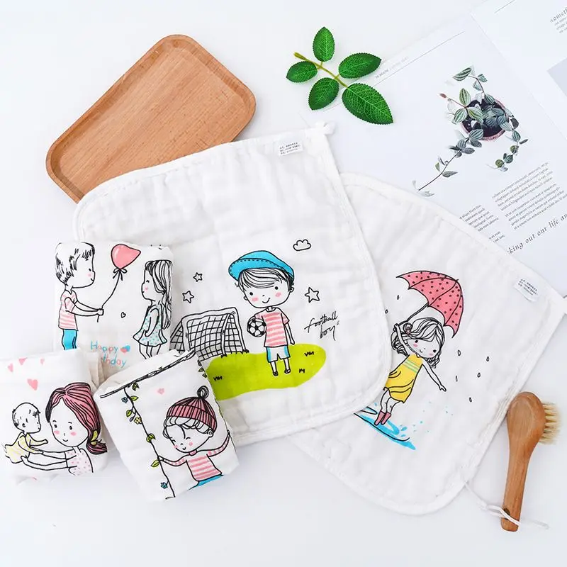 Luxury Cotton Muslin Baby Washcloth Set - 5 Piece Soft Gauze Towel Collection