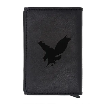 

Classic Black Eagle Sculpture Rfid Credit Card Holder Anti-Theft Automatic Wallet Card Case Men Mini Leather Male Purse