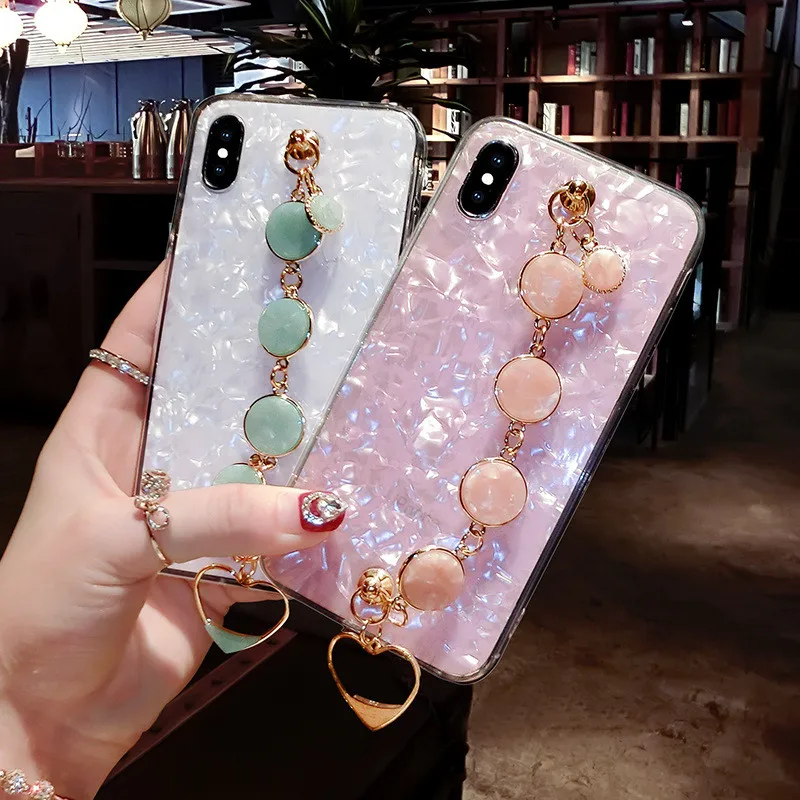 Pearl Bracelet Wristband Soft Phone Case For Samsung Galaxy S21 Plus S20 FE A21S M51 M31S A12 A42 A32 A6 2018 A11 A52 TPU Cover | Мобильные