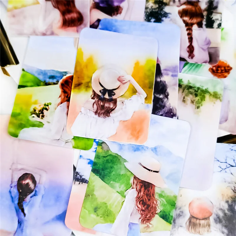 

14pcs/lot Japanese Diary Kawaii Cute landscape girl Plant daily Decor Flake Stickers Scrapbooking Stationery