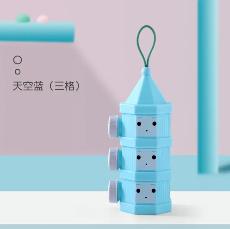3 layer blue 3 слоя 4 слоя Портативная Коробка Для Хранения Детского Питания Мультяшные коробки для сухого молока контейнер для молока для малышей - Цвет: 3 layer blue