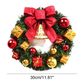

12 Inches Christmas Bow-knot Wreath Golden Dell Decor For Holiday Party ,Door Wreath For Front Door