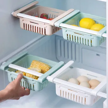 

Refrigerator Storage Rack Retractable Drawer Household Multi-functional Kitchen Layered Refrigerator Rack Freshness Partition-La