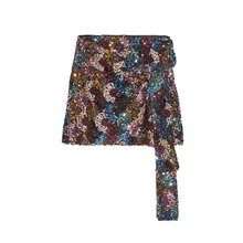 Huapate Мода разноцветные Блестящие Блестки сбоку бантом на ремешке; женская обувь с бантом юбка Для женщин Шикарные Вечерние вечернее блестящее платье с блестками и мини-юбка