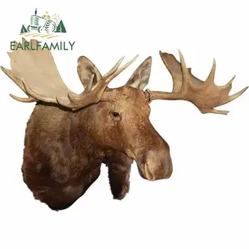 

EARLFAMILY 13cm x 9cm for Moose Head Transparent Background Car Stickers and Decals Waterproof 3D Funny Car Sticker