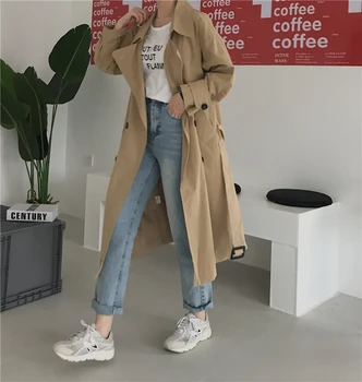 

Trendy Loose Fold-down Collar Soft Woman Coat Simple Active Outdoor Temperament Windbreaker Woman Fashion Outerwear Trench Coat