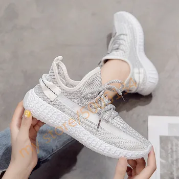 

2020 New Chunky Fashion Sneakers Flyknit Women Thick Sole Ladies Female Chunky Shoes Women Casual Vulcanize Platform Sneakers