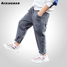 Джинсы для мальчиков с буквенным принтом длинные джинсы для мальчиков осенние Простые Модные джинсы, одежда для мальчиков 6, 8, 10, 12, 14 лет