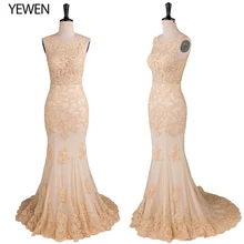 Вечернее платье Русалка, длинное, круглый вырез, открытая спина, без рукавов, платья для выпускного вечера, вечерние платья, Robe De Soiree размера плюс YeWen