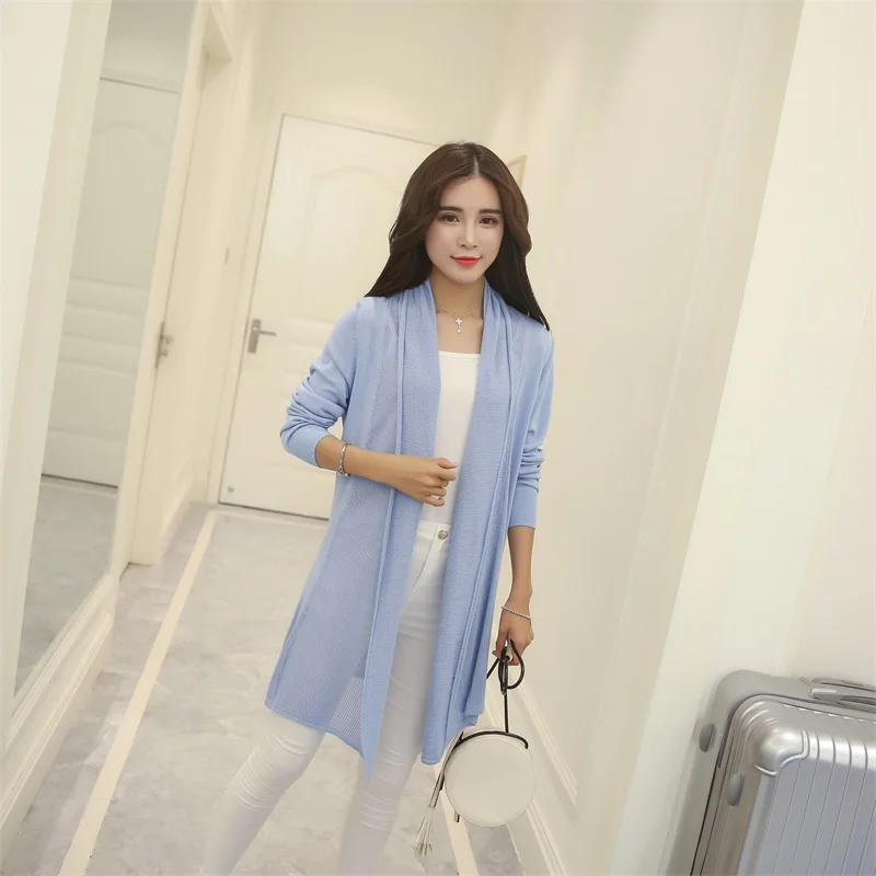Топ Хлопок Blusas De Inverno Feminina новая весна и лето корейский женский тонкий длинный свитер кардиган пальто женский F1162