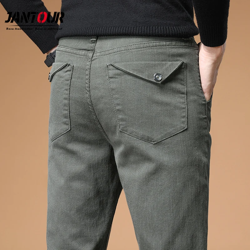 

Jantour 2020 Autumn Winter Upscale Men Casual Pants Thick Cotton Male Pant Straight Trousers Outdoor Pants Men Plus Size 38