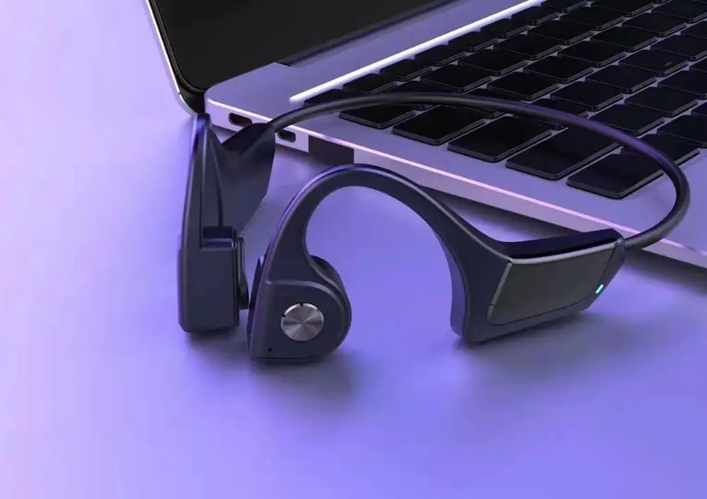 LYMOC костной проводимости беспроводные гарнитуры Bluetooth наушники не в уши HD микрофон Шумоподавление для вождения автомобиля Бег Спорт - Цвет: Black