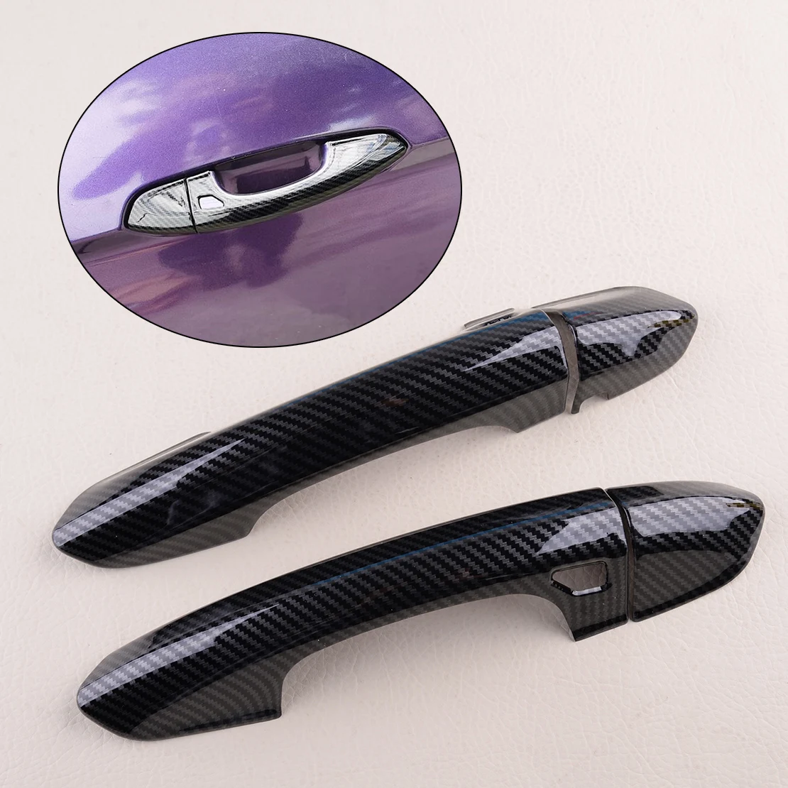1 Pair Car Abs Door Handle Cover Trim Carbon Fiber Style Decoration Fit