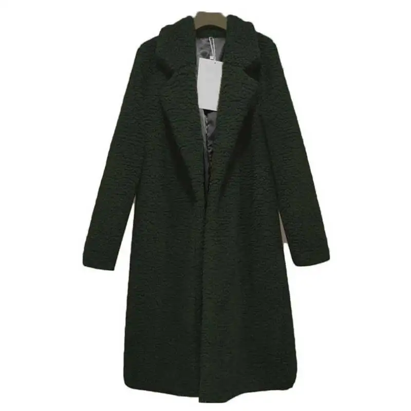 Осенне-зимнее длинное пальто Женская куртка с мехом плюшевого мишки пальто женское из искусственного меха женские зимние пальто теплое серое зеленое Женское пальто