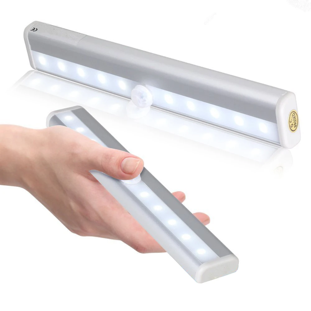 

10LED DC5V LED Bar Light Motion Sensor Aluminium Profile Battery Operated Induction Kitchen Closet Cabinet Drawer Lighting