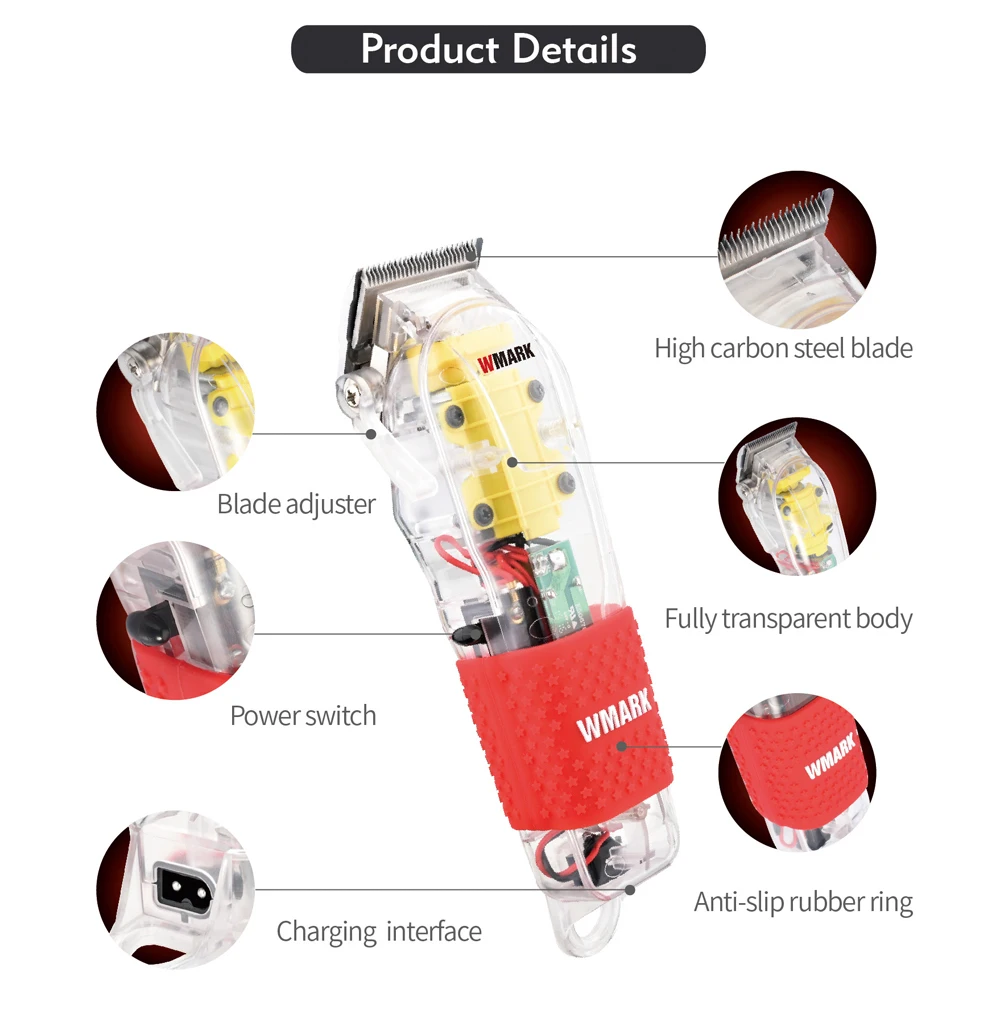 profissional recarregável clipper aparador de cabelo 6900 rpm 2200 bateria