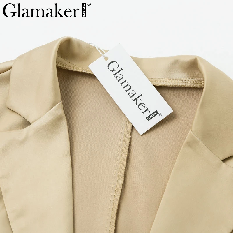 Glamaker, v-образный вырез, хаки, сексуальный Блейзер, платье для женщин, Осень-зима, облегающее, элегантное, тонкое пальто, верхняя одежда, женские, вечерние, Клубные, ночные, блейзер
