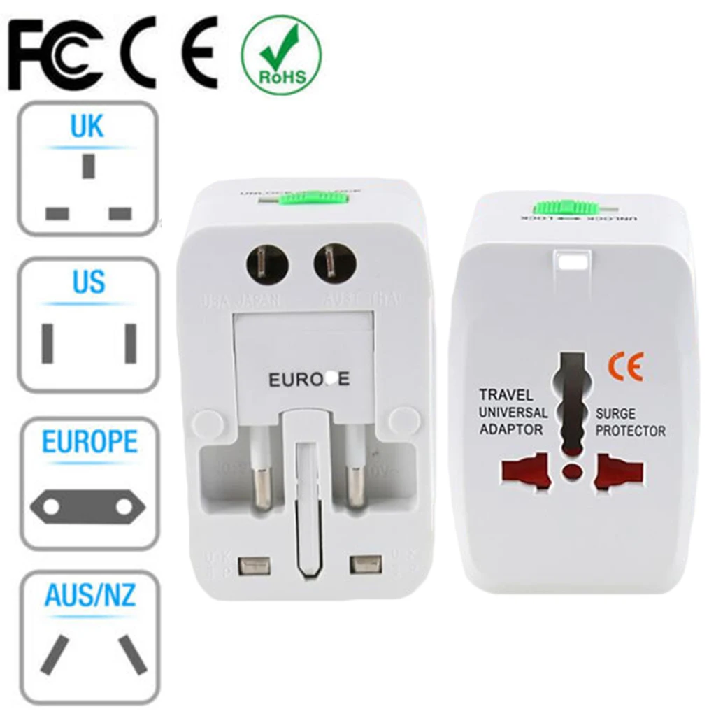 

Universal Plug Charger Adapter All in one Travel AC Power Plug Adapter Converter USA UK Plug UA EU Electrical Plug USB Option