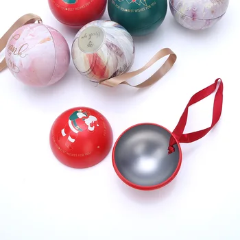 

6Pcs Tinplate Jars Christmas Round Ball Container Tea Candy Tins Tea Storage Jar Christmas Tree Ornament Decor Hanging Gift Box