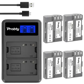 

Probty 2400mAh EN-EL3E EN-EL3 EL3 EL3E Battery +LCD Dual Charger with Type C Port for Nikon D30 D50 D70 D70S D90 D80 D100 D200