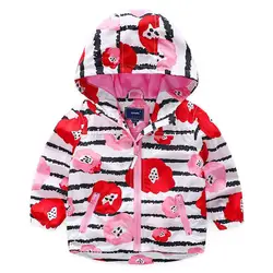 Z-011 2019 г. Весенняя новая стильная детская куртка с капюшоном и цветочным принтом для девочек Детская куртка оптовая продажа