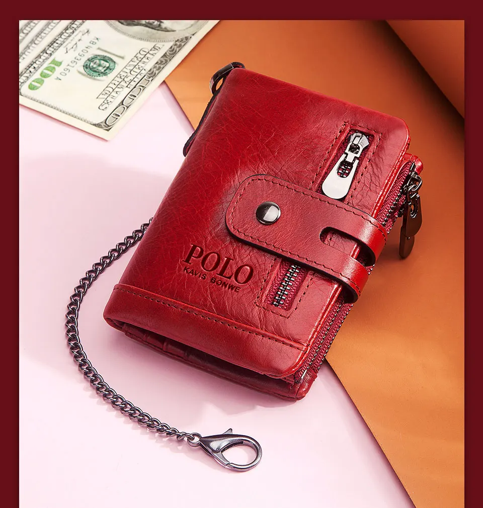 Мужской кошелек из натуральной кожи с бесплатной гравировкой, модный мужской клатч с карманом, портмоне на цепочке, мужской держатель для карт, сумка для денег, подарочное имя