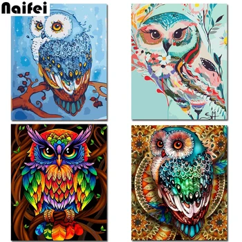 

DIY round Diamond Embroidery Cross Stitch Owl birds Diamond Painting Animal Full Square Crystal Mosaic Picture Of Rhinestones