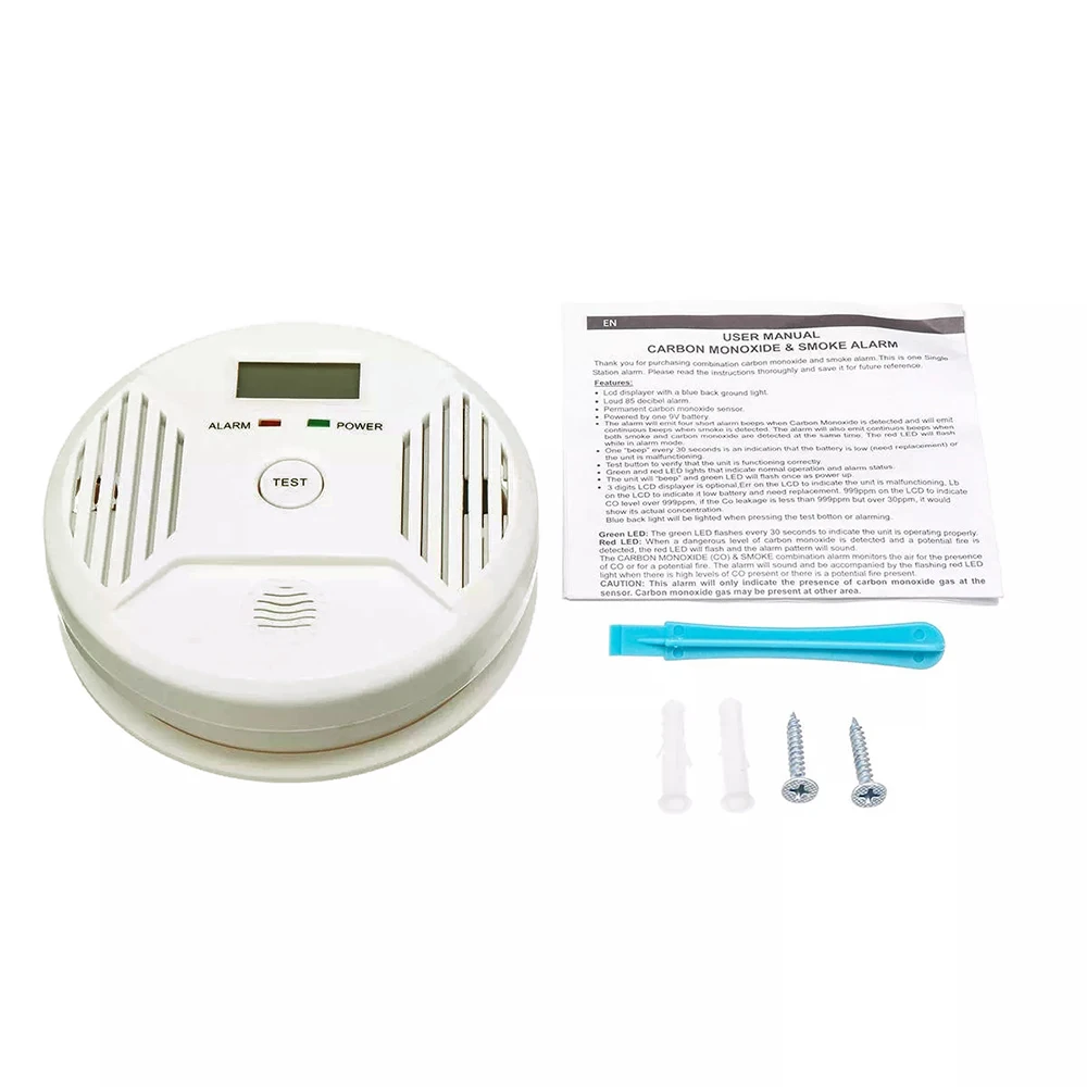 

1PC Digital LCD CO Carbon Monoxide Smoke Detector Alarm Poisoning Gas Warning Sensor Profession Home Safety Alarm Detector