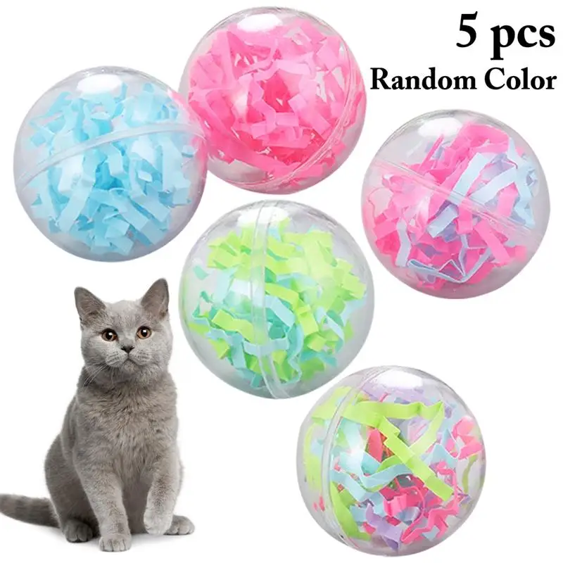 

Legendog 5Pcs/Set Colorful Cat Ball Toys Creative Kitten Chase Toy Kitten Play Interactive Ball Toys Pet Supplies Random Color