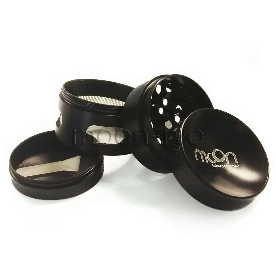 Moon Black 4 части MOON 1," шлифовальный станок из металлического сплава измельчитель для сигарет прозрачный чехол