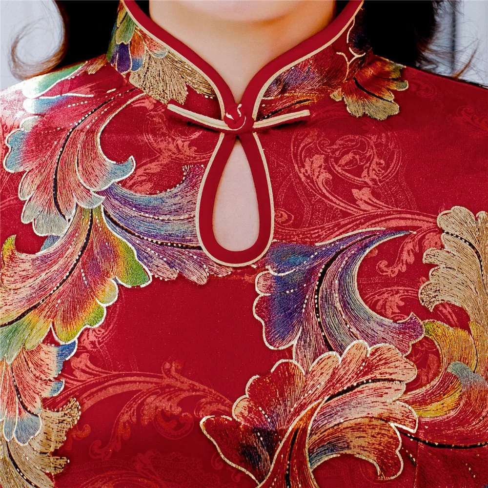 Шанхай история до колена цветочный принт китайский Cheongsam 3/4 рукав бархат Qipao 2 цвета